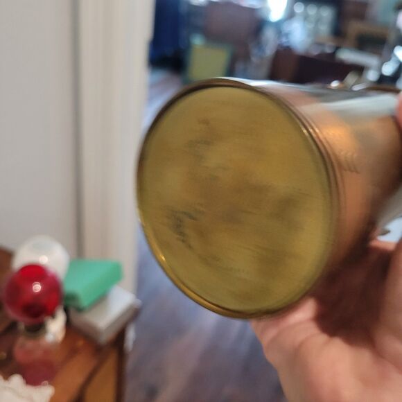 Vintage Brass And Copper Rustic Match Stick Holder Striker + Handle 8” MCM Old - Picture 6 of 13